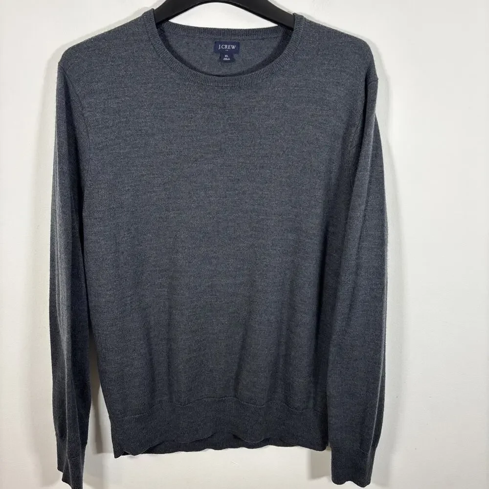 J Crew Merino Wool Acrylic Crewneck Sweater Size XL‎ Heather Blue Lightweight